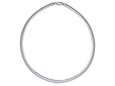 Collar Omega Curvado 6 Mm, 42-45 Cm, Plata 925 Rodiada