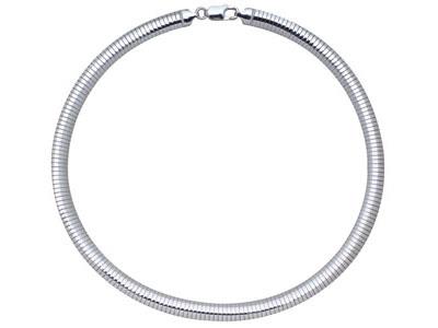 Collar Omega Curvo 8 Mm, 42 Cm, Plata 925 Rodiada