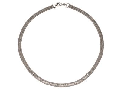 Collar 3 Vueltas 6 MM Con Cristales, 43 Cm, Plata 925 Rodiada