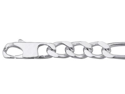 Pulsera Malla Alternada 13, 5 Mm, 21 Cm, Plata 925 Rh