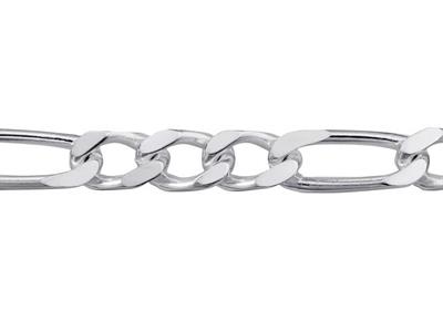 Pulsera De Malla Alternada 1/3, 6 mm, 21 cm, Plata 925 Rodiada - Imagen Estandar - 2