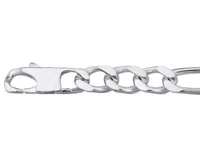 Pulsera De Malla Alternada 13, 6mm, 21cm, Plata 925 Rodiada