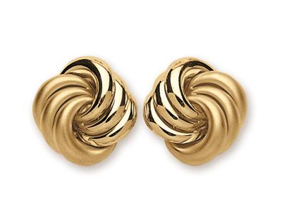 Pendientes Fantasa 22 Mm, Oro Amarillo 18k Mate Y Pulido