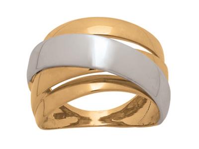 Anillo Cruzado Multifilar, Oro Bicolor 18k, Dedo 52