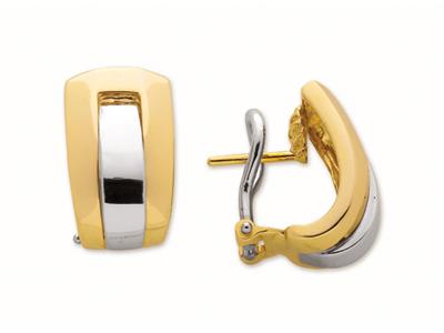 Pendientes Rectangulos, Oro Bicolor 18k Pulido