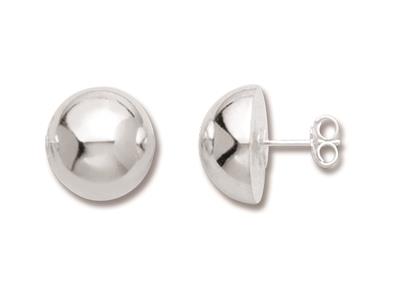 Pendientes Media Bola 14 Mm, Plata 925