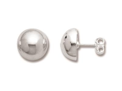 Pendientes Media Bola 12mm, Plata 925