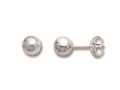 Pendientes De Bolas De 6mm, Plata 925