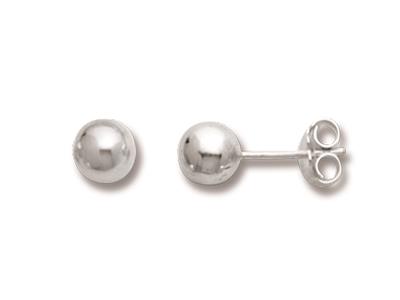 Pendientes, Bola 6 Mm, Plata 925