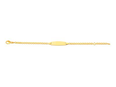 Baby Id Malla Marina, Placa De Barril, 14 Cm, Oro Amarillo De 18 Quilates