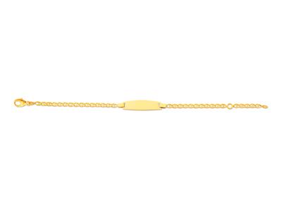 Baby Id Malla Marina, Placa De Barril, 14 Cm, Oro Amarillo De 18 Quilates