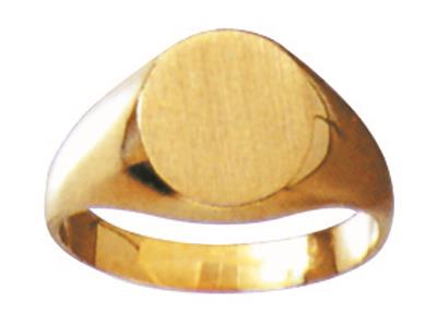 Anillo Sello Masivo Torneado Placa 11 X 9 Mm, Oro Amarillo 18k. Ref. 26