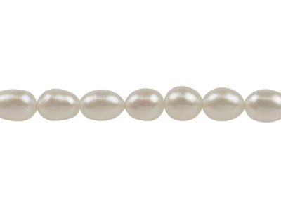 Perlas Cultivadas Redondas De 6 X 4mm, Blanco Natural Y Forma De Granode Arroz, 16