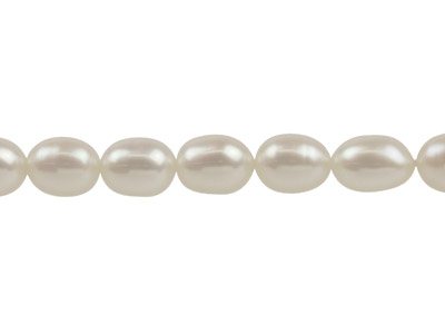 Perlas Cultivadas Redondas De 7 X 5mm, Blanco Natural Y Forma De Granode Arroz, 16