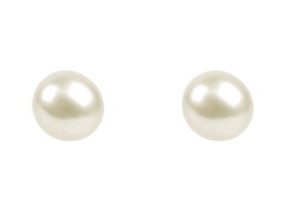 Par De Perlas Blancas Cultivadas Enagua Dulce Totalmente Redondas Semiperforadas De 4 A 4,5 MM