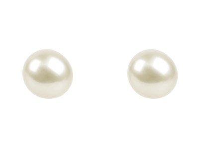 Par De Perlas Blancas Cultivadas Enagua Dulce Totalmente Redondas Semiperforadas De 5 A 5,5 MM