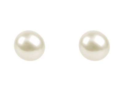Perla De Agua Dulce Redonda Semiperforada, 5,00 - 5,50mm, Blanca, Par