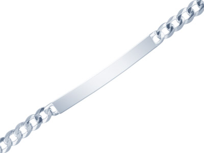 Identidad De Malla Gourmette Diamantada De 4 MM Y 18,4 Cm, Plata 925 0mm De Ancho, Pulsera De Identidad, Eslabn Cerrado