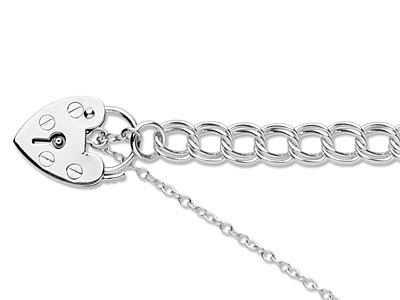 Pulsera De Cadena De Eslabn 6,2mm, 19cm, Cierre De Candado, Plata 925 Contraste Británico
