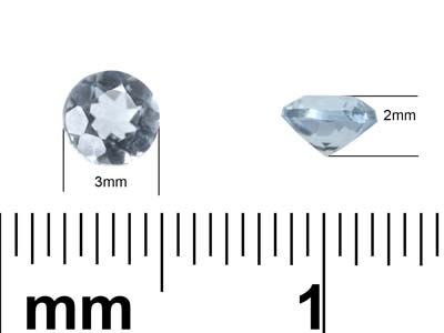 Aguamarina, Redonda, 3 MM - Imagen Estandar - 3