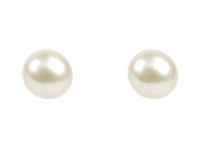 Par De Perlas Blancas Cultivadas Enagua Dulce Totalmente Redondas Semiperforadas De 7 A 7,5 MM