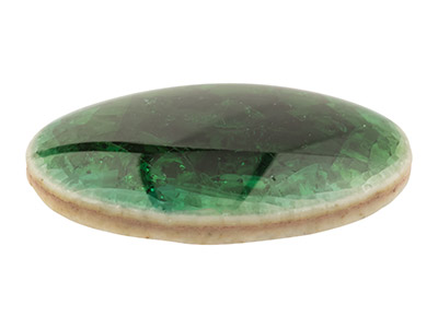 Cerámica Verde Con Aspecto Agrietado, Cabujón Ovalado 18 X 13 mm - Imagen Estandar - 2
