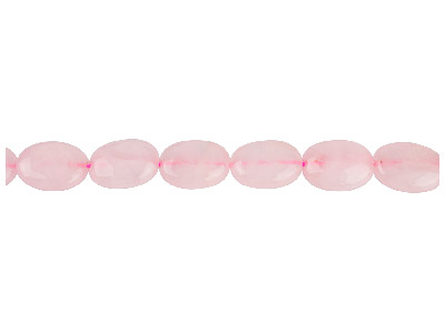 Abalorios Ovalados Planas Semipreciosos De Cuarzo Rosa 12x16 Mm, Hilo De 16 