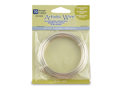 Hilo Artistic Wire Calibre 10 De Beadalon Chapado En Plata De 1,5 M - Imagen Estandar - 1