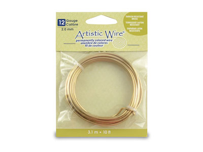 Hilo Artistic Wire Calibre 12 De Beadalon Resistente Al Deslustre Latón De 3,1 M - Imagen Estandar - 1