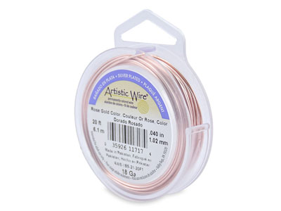 Hilo Artistic Wire Calibre 18 De Beadalon Oro Rosa Chapado En Plata De 6,1 M