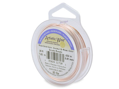 Hilo Artistic Wire Calibre 20 De Beadalon Oro Rosa Chapado En Plata De 7,6 M