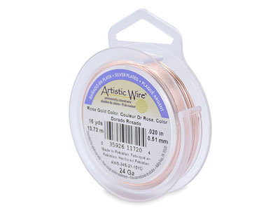 Hilo Artistic Wire Calibre 24 De Beadalon Oro Rosa Chapado En Plata De 13,7 M