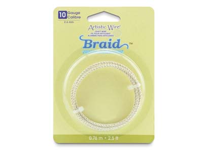 Beadalon Artistic Wire, Calibre 10, Trenza Redonda, Plata Resistente Al Deslustre, 0,76 M