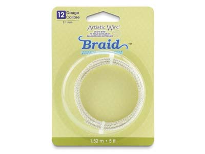 Beadalon Artistic Wire, Calibre 12, Trenza Redonda, Plata Resistente Al Deslustre, 1,5 M - Imagen Estandar - 1