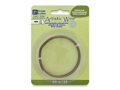 Beadalon Artistic Wire Calibre 21, Plano 3 MM X 0,75 Mm, Color Latn Antiguo, 0,91 M