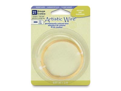 Beadalon Artistic Wire Calibre 21, Plano 3 MM X 0,75 Mm, Oro Plateado, 0,91 M - Imagen Estandar - 1