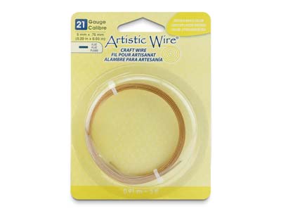 Beadalon Artistic Wire Calibre 21, Plano 5 MM X 0,75 Mm, Color Latn Antiguo, 0,91 M