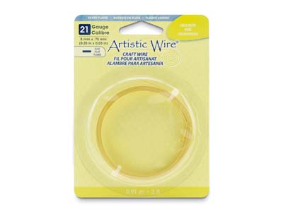 Beadalon Artistic Wire Calibre 21, Plano 5 MM X 0,75 Mm, Color Dorado, 0,91 M