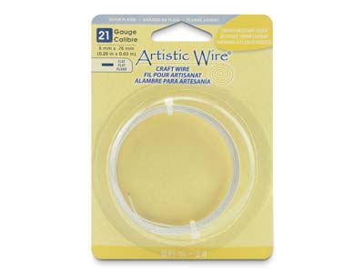 Beadalon Artistic Wire Calibre 21, Plano 5 MM X 0,75 Mm, Plata Resistente Al Deslustre, 0,91 M