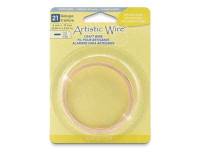 Beadalon Artistic Wire Calibre 21, Plano 5 MM X 0,75 Mm, Color Oro Rosa, 0,91 M