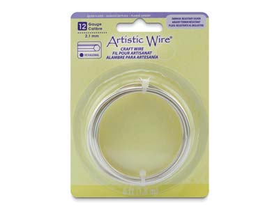 Beadalon Artistic Wire Calibre 12, Hexagonal, Plata Resistente Al Deslustre, 1,83 M