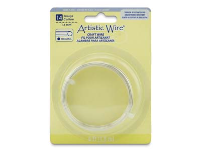 Beadalon Artistic Wire Calibre 14, Hexagonal, Plata Resistente Al Deslustre, 1,83 M