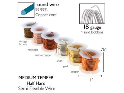 Wire Elements, 16 Gauge, Pk 6 Assorted Colours, Tarnish Resistant, Med Temper, 1yd/0.91m - Imagen Estandar - 3