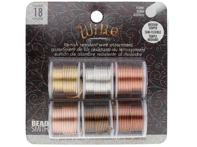 Wire Elements, 18 Gauge, Pk 6 Assorted Colours, Tarnish Resistant, Med Temper, 2yd/1.83m - Imagen Estandar - 1