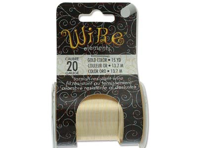 Wire Elements, 20 Gauge, Gold Colour, Tarnish Resistant, Medium Temper, 15yd/13.72m - Imagen Estandar - 1