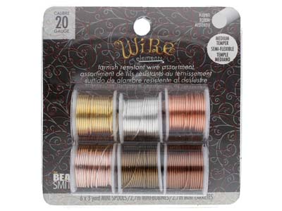 Wire Elements, 20 Gauge, Pk 6 Assorted Colours, Tarnish Resistant, Med Temper, 3yd/2.74m - Imagen Estandar - 1