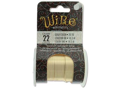 Wire Elements, 22 Gauge, Gold Colour, Tarnish Resistant, Medium Temper, 20yd/18.29m - Imagen Estandar - 1