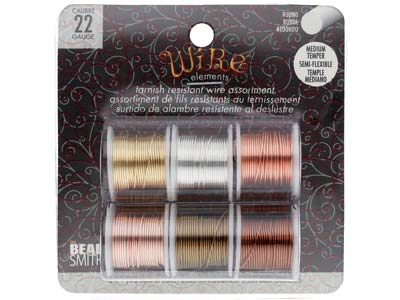 Wire Elements, 22 Gauge, Pk 6 Assorted Colours, Tarnish Resistant, Med Temper, 4yd/3.66m - Imagen Estandar - 1