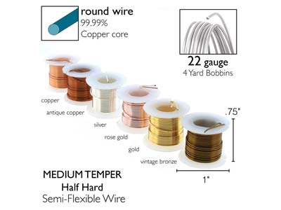 Wire Elements, 22 Gauge, Pk 6 Assorted Colours, Tarnish Resistant, Med Temper, 4yd/3.66m - Imagen Estandar - 3