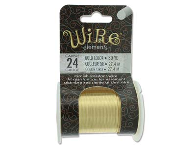 Wire Elements, 24 Gauge, Gold Colour, Tarnish Resistant, Medium Temper, 30yd/27.43m - Imagen Estandar - 1